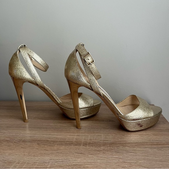 Jimmy Choo Kayden Gold Patent Platform Stiletto Heels - Picture 5 of 16